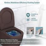 Plantex Ceramic Wall Hung Commode/Imported Rimless Washdown Flush Western Toilet/Commode with Soft Closing Seat - P Trap (Round-Matt Brown)