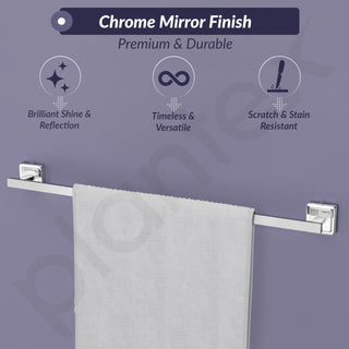 Plantex 304 Grade Stainless Steel Single Towel Rod for Bathroom/Towel Hanger/Towel Holder/Bathroom Accessories - Decan (Chrome)