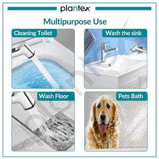 Plantex 6 Inch Health Faucet for Toilet/Jet Spray for Bathroom/Square Hand Jet Spray with 1.2 Meter Flexible Hose Pipe and Wall Brackets - (Chrome)