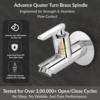 Plantex Pure Brass Bib Tap for Bathroom with Water-Saving Technology Taps/Wall Mount Bib Cock with Wall Flange and Teflon Tape-7 Year Warranty by Plantex (PRI-301 -Chrome Finish)