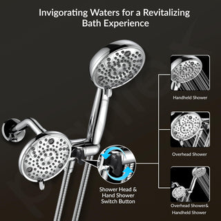 Plantex ABS 8 mode Bathroom Shower Set with 304 Stainless Steel 1.5 meter Flexible Hose Pipe/Handheld Shower Head with 10-inch Round Shower Head-Chrome
