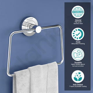 Plantex Stainless Steel Towel Ring for Bathroom/Wash Basin/Napkin-Towel Hanger/Bathroom Accessories (Chrome-Trapezium) - Pack of 3