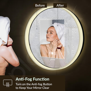 Plantex Aluminium Frame LED Mirror for Wall/Wall Mount Mirror for Bedroom/Dressing Room/Living Room/Entryway - (24 Inch-Black)