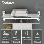 Plantex 304 Grade Stainless Steel Towel Rack in Bathroom/Towel Holder in Bathroom/Cloth Hanger for Bathroom Wall/Bathroom Accessories (24 Inch) Chrome
