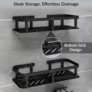 Plantex Stainless 304 Grade Steel Shelf for Bathroom/Kitchen Rack - Bathroom Accessories - Pack of 2 (12X5 Inches-Black Finish)