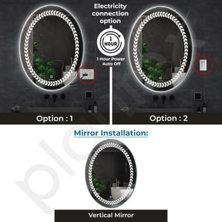 Plantex Light Mirror for Bathroom/LED Mirror for Wall with 3 Tone/Designer Mirror for Living Room/Bedroom/Dressing Room - Oval Shape (18 X 24 Inch)