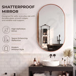 Plantex Aluminium Frame Mirror for Bathroom/Wall Mount Capsule Mirror for Bedroom/Dressing Room/Living Room/Entryway - (Rose Gold, 22x36 Inch)