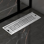 Plantex 304 Grade Stainless Steel Shower Water Drain Channel/12x4 Inch Floor Drain/Drainage Cover/Floor Drain Cover with Removable Grate - (PALO, Chrome)