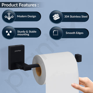Plantex 304 Grade Stainless Steel Toilet Paper Roll Holder/Tissue Paper Holder/Toilet Paper Holder for Bathroom Accessories - Senso (Black)