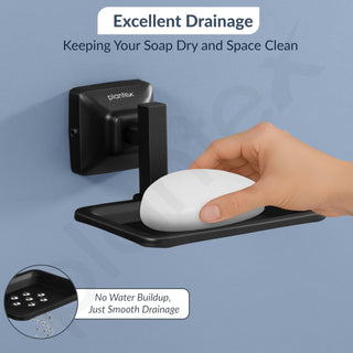 Plantex 304 Grade Stainless Steel Soap Holder for Bathroom/Soap Dish/Soap Stand/Bathroom Accessories - Squaro (Black)