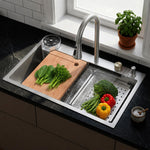 Plantex Kitchen Sink for Home/304 Grade Stainless Steel Waterfall Kitchen Sink with Anti-Scratch Design/Sink with Pull-Down Faucet - (30x18x10 Inch, Matt)
