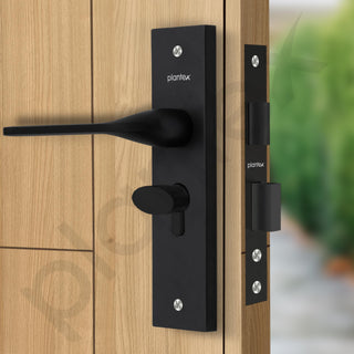 Plantex Heavy-Duty Door Lock Set - Main Door Lock Handle Set/ 6-Lever Lock Mechanism Mortise Lock with 3 Keys, Brass Lock Body & Cylinder (8060 - Z-Black)