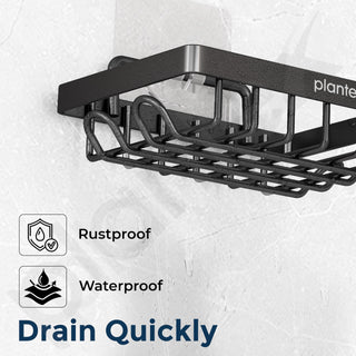 Plantex GI Steel Soap Dish for Bathroom/Self Adhesive Soap Holder for Kitchen/Soap Stand/Case/Bathroom Accessories - Pack of 2 (Black)