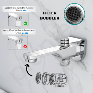 Plantex Pure Brass Spout for Bathroom with Brass Wall Flange and Teflon Tape/Button Attachment for Hand Shower-(ORN-222-Chrome)