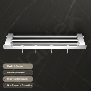 Plantex Towel Rack for Bathroom/304 Grade Stainless Steel Towel Bar/24 Inch Towel Hanger/Towel Stand/Bathroom Accessories - Pack of 1 (Tesla - 2706, Chrome)