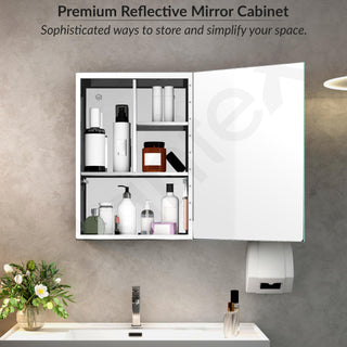 Plantex Premium Bathroom Mirror Cabinet/304 Grade Stainless Steel Mirror Cabinet/Bathroom Shelf for Wall - (14x20 Inch - Chrome)