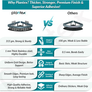 Plantex Self Adhesive Corner Shelf for Bathroom Wall/Aluminium & Stainless Steel Corner Rack/Storage Organizer/Bathroom Accessories Set- Pack of 1 (8 x 8 inch,Cadet Blue & Black)