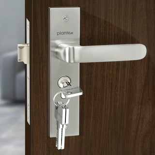 Plantex Heavy-Duty Door Lock Set - Main Door Lock Handle Set/ 6-Lever Lock Mechanism with 3 Years of Warranty/Mortise Lock with 3 Keys, Brass Lockbody & Cylinder(8110 - Matt)