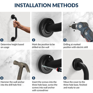 Plantex 11 Inch Stainless Steel Grab Bar for Toilet/Safety Support for Senior Citizens/Secure Bathroom Handrail/Bathroom Accessories (Black)