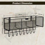 Plantex Self-Adhesive Bathroom Shelf with Fix Hook/Storage Rack for Kitchen/Decorative Railing Shelf for Home/Office/Storage Organizer - Pack of 1 (Black)