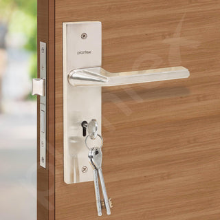 Plantex Heavy-Duty Door Lock Set - Main Door Lock Handle Set/ 6-Lever Lock Mechanism with 3 Years of Warranty/Mortise Lock with 3 Keys, Brass Lockbody (Matt)