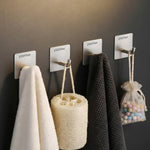 Plantex Wall Hanging Hook/Bath Towel Hook/Self Adhesive Square Robe Hooks for Kitchen/Bathroom/Stylish Home Decor Items - Pack of 4 (Chrome)