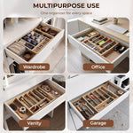 Plantex Cutlery Tray for Kitchen/Adjustable Cutlery Tray with Choping Board | Wooden Storage Box for Kitchen Drawer - Pack of 1 (21 X 19 Inch)