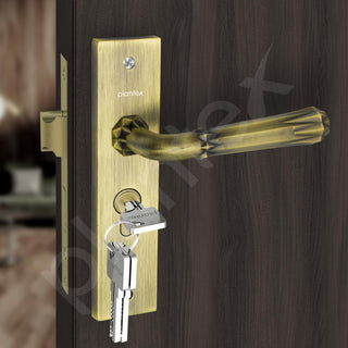 Plantex Heavy-Duty Door Lock Set - Main Door Lock Handle Set/ 6-Lever Lock Mechanism with 3 Years of Warranty/Mortise Lock with 3 Keys, Brass Lock Body & Cylinder(8117 - Brass Antique)