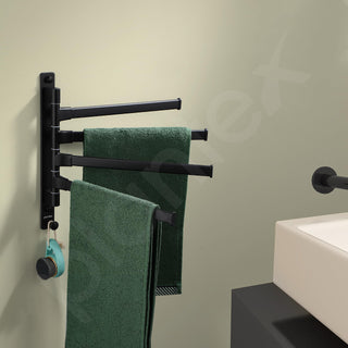 Plantex Aluminum 4-Arm Bathroom Swing Towel Hanger/Towel Holder/Towel Stand for Bathroom/Bathroom Accessories (Premium-Black)