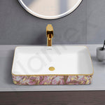 Plantex Ceramic Counter Top Washbasin for Bathroom/Table Top Wash Basin/ Rectangle Bathroom Sink for Restaurant/Hotel (24 x 14 x 5 Inch)