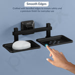 Plantex 304 Grade Stainless Steel Double Soap Holder for Bathroom/Dual Soap Dish/Soap Stand/Soap Case/Bathroom Accessories - Squaro (Black)