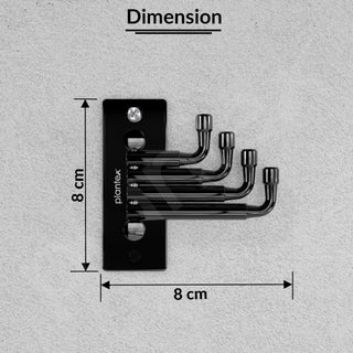 Plantex Flexible 4 Pin Stainless Steel Wall Hooks/Robe Hooks for Bathroom/Wall Hooks for Hanging Strong/Cloth Hanger - (Glossy Black)