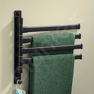 Plantex Aluminum 4-Arm Bathroom Swing Towel Hanger/Towel Holder/Towel Stand for Bathroom/Bathroom Accessories (Premium-Black)