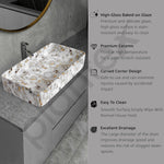 Plantex Tabletop Wash Basin/Bathroom Sink/Wash Basin Over Counter/Designer Ceramic Wash Basin for Bathroom (Marble Finish, 24 x 13 x 5 Inch)