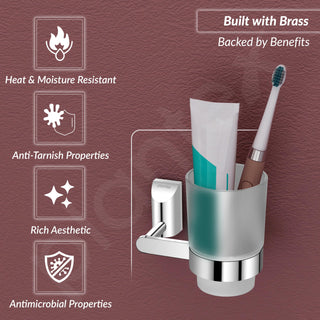 Plantex Smero Pure Brass Tooth Brush Holder/Tumbler Holder/Toothpaste Holder/Bathroom Accessories - Superb (Chrome)