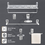Plantex Bathroom Accessories- Stainless Steel 6pcs Bathroom Organizer Set- Folding Towel Rack/Towel Rod/Napkin Ring/Soap Holder/Tumbler Holder/Robe Hook(Chrome)