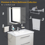 Plantex Bathroom Accessories- Stainless Steel 6pcs Bathroom Organizer Set- Folding Towel Rack/Towel Rod/Napkin Ring/Soap Holder/Tumbler Holder/Robe Hook(Chrome)