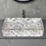Plantex Tabletop Wash Basin/Bathroom Sink/Wash Basin Over Counter/Designer Ceramic Wash Basin for Bathroom (Marble Finish, 24 x 13 x 5 Inch)