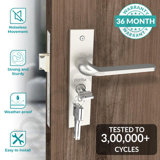 Plantex Heavy-Duty Door Locks - Main Door Lock Handle Set/ 6-Lever Lock Mechanism with 3 Years of Warranty/Mortise Lock with 3 Keys (8060 - Matt)