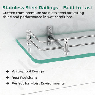 Plantex Premium Transparent Glass Shelf for Bathroom Wall/Bathroom Organizer/Storage Rack for Kitchen/Living Room (Polished, 12x6 - Pack of 1)