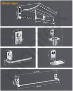 Plantex Bathroom Accessories- Stainless Steel 6pcs Bathroom Organizer Set- Folding Towel Rack/Towel Rod/Napkin Ring/Soap Holder/Tumbler Holder/Robe Hook(Chrome)