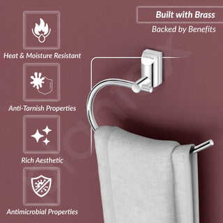 Plantex Pure Brass Towel Holder for Wash Basin/Napkin Holder/Towel Ring/Bathroom Accessories - (Chrome Finish) Superb