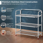 Plantex Stainless Steel Shoe Rack for Home/3 Tier Slipper Stand for Home & Outdoor/Durable Shoe Organizer Stand/Space Saving Footwear Rack - (Silver)
