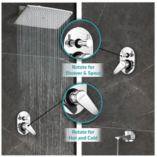 Plantex Diverter Set for Bathroom/Concealed Body High Flow Diverter Full Set with Exposed Part Kit/Bathroom Shower System - (Chrome)