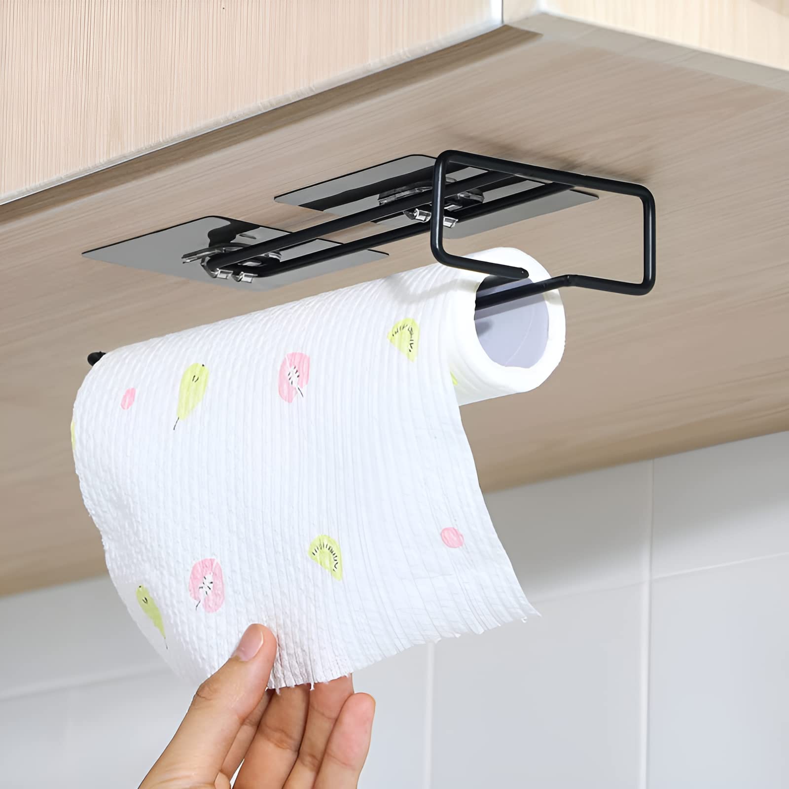 1pc Black Kitchen Short Paper Towel Roll Holder, Wall Mounted Bathroom  Toilet Tissue Rack, Under Cabinet Kitchen Paper Storage Shelf For Kitchen