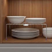 Plantex Stoarge Rack/Stainless Steel Shelf Divider for Kitchen/Storage Rack for Cabinet/Plate Stand/Dish Rack (Chrome)