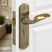 Plantex Heavy-Duty Door Lock/Door Handle Lock Set 6-Lever Lock Mechanism/Mortise Lock with 3 Keys, Brass Lockbody & Cylinder (8134 - Brass Antique & PVD Gold)