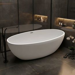 Plantex Freestanding Bathtub For Bathroom/Bath tub for Adults/Deep Soaker Bathtub with Overflow,Popup and Drain Pipe (BSM-223-White -1700mm)