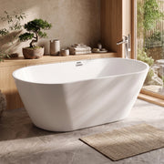 Plantex Freestanding Bathtub for Bathroom/Bath tub for Adults/Deep Soaker Bathtub with Overflow, Popup and Drain Pipe (BSM-203-White-1500mm)