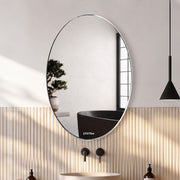 Plantex Unframed Unframed Oval Mirror for Wall/Mirror with Beveled Smooth Edges/Mirror for Bathroom/Dressing Room/Living Room/Bedroom/Entryway - (18x12 Inch), White